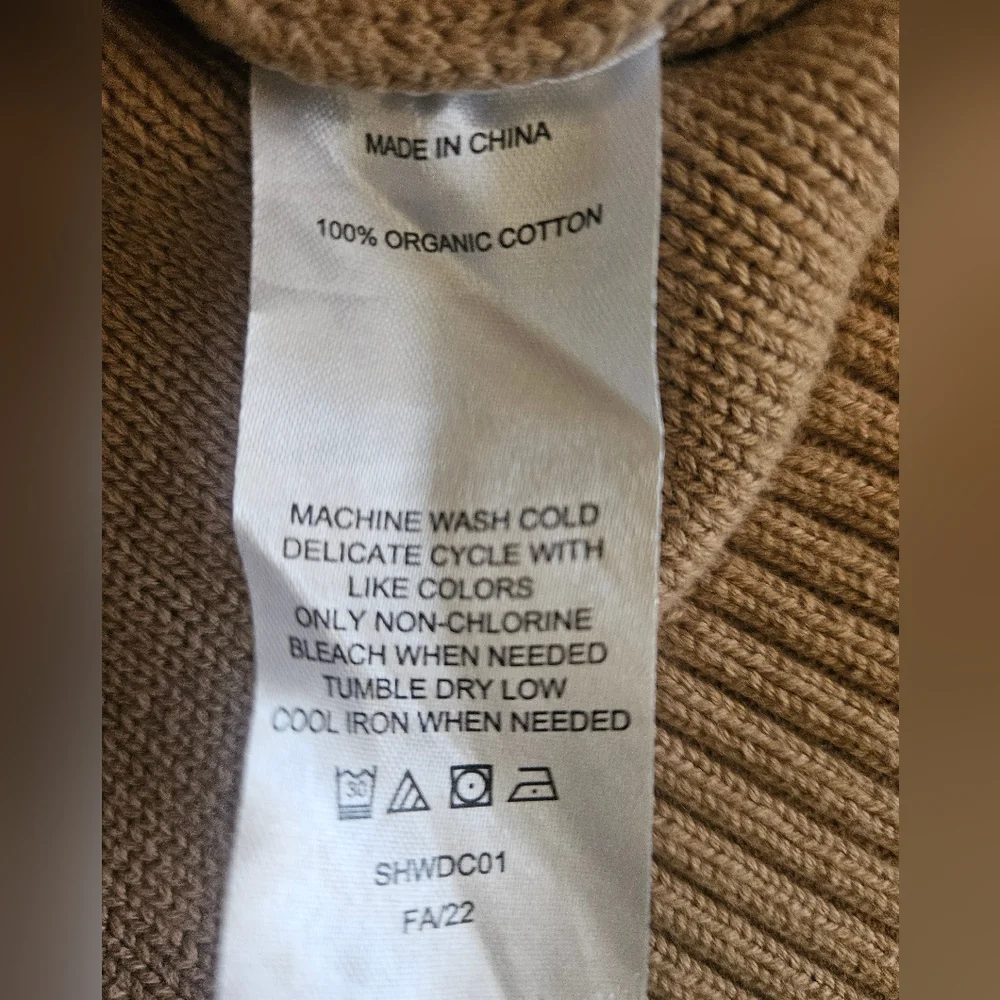 Quince 100% Organic Cotton Cropped Cardigan in Camel Size S - Picture 4 of 4